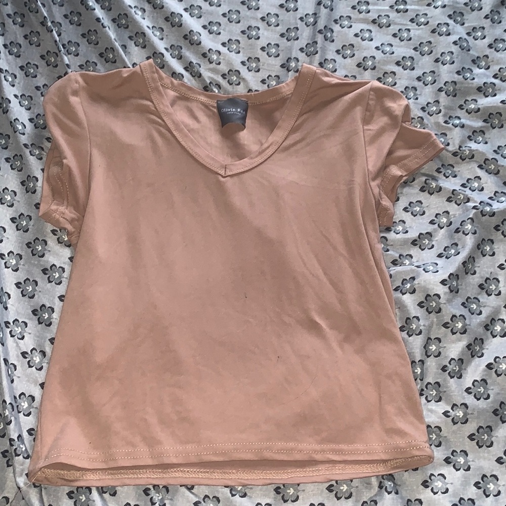 To tight for me!! Size XS, cute brown crop top!